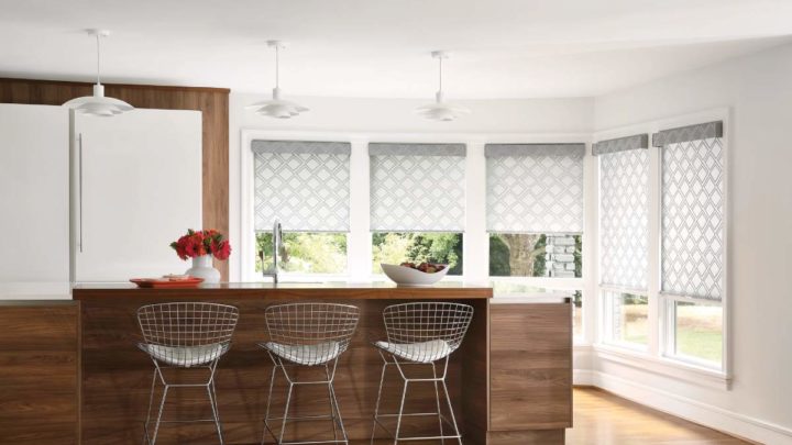 A large window with Hunter Douglas Designer Roller Shades near Paramus, New Jersey (NJ)