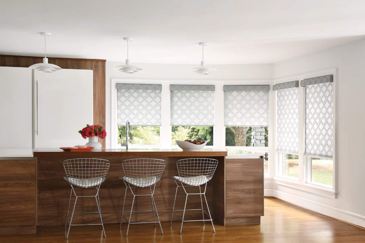 A large window with Hunter Douglas Designer Roller Shades near Paramus, New Jersey (NJ)