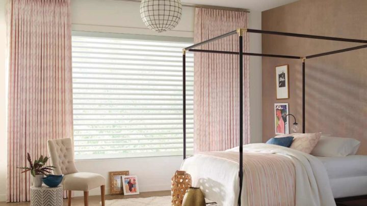 Hunter Douglas Design Studio™ Custom Drapes on bedroom windows near Paramus, New Jersey (NJ)