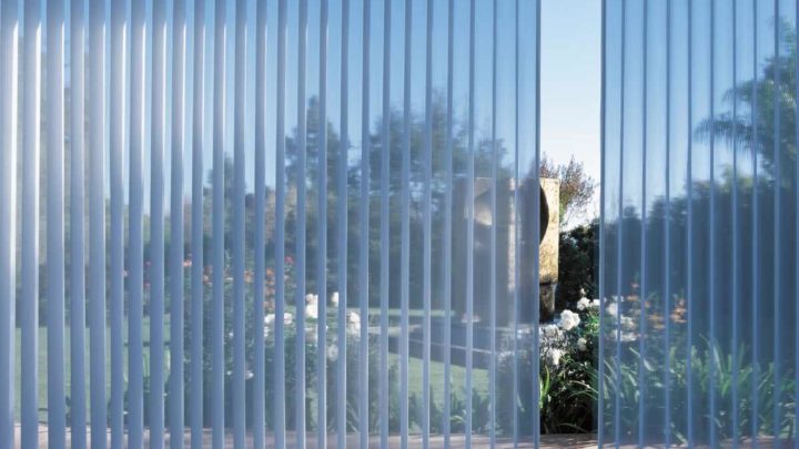 Hunter Douglas Luminette® Sheer Panels on sliding glass doors near Paramus, New Jersey (NJ)
